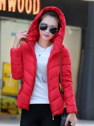 Áo phao nữ Hàn Quốc dáng ngắn mũ phối len độc đáo TA106