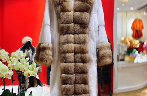 Áo khoác lông tự nhiên dáng dài thiết kế độc quyền 