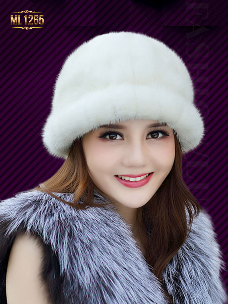  Mũ lông bo vành Hàn Quốc cao cấp gam màu trắng trẻ trung ML1265; Giá: 3.948.000đ